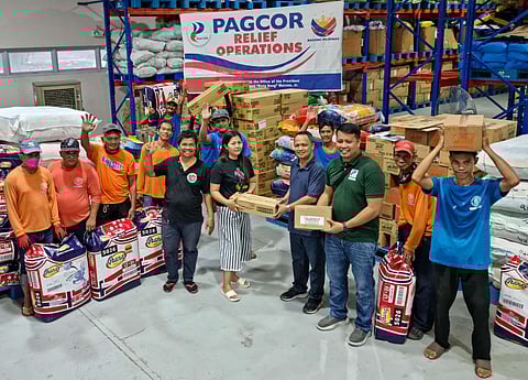 PAGCOR representatives turn over a total of 5,000 relief packs to Marikina City’s Admin Aide Carol Perol on 2 September 2023. The relief aid will be distributed to families who are affected by the southwest monsoon.