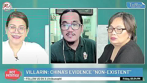 PROFESSOR Marlon Villarin is flanked by Hot Patatas hosts Chingkee Mangcucang (left) and Rose Novenario as they discuss China’s new 10-dash line map last Friday, 1 September.