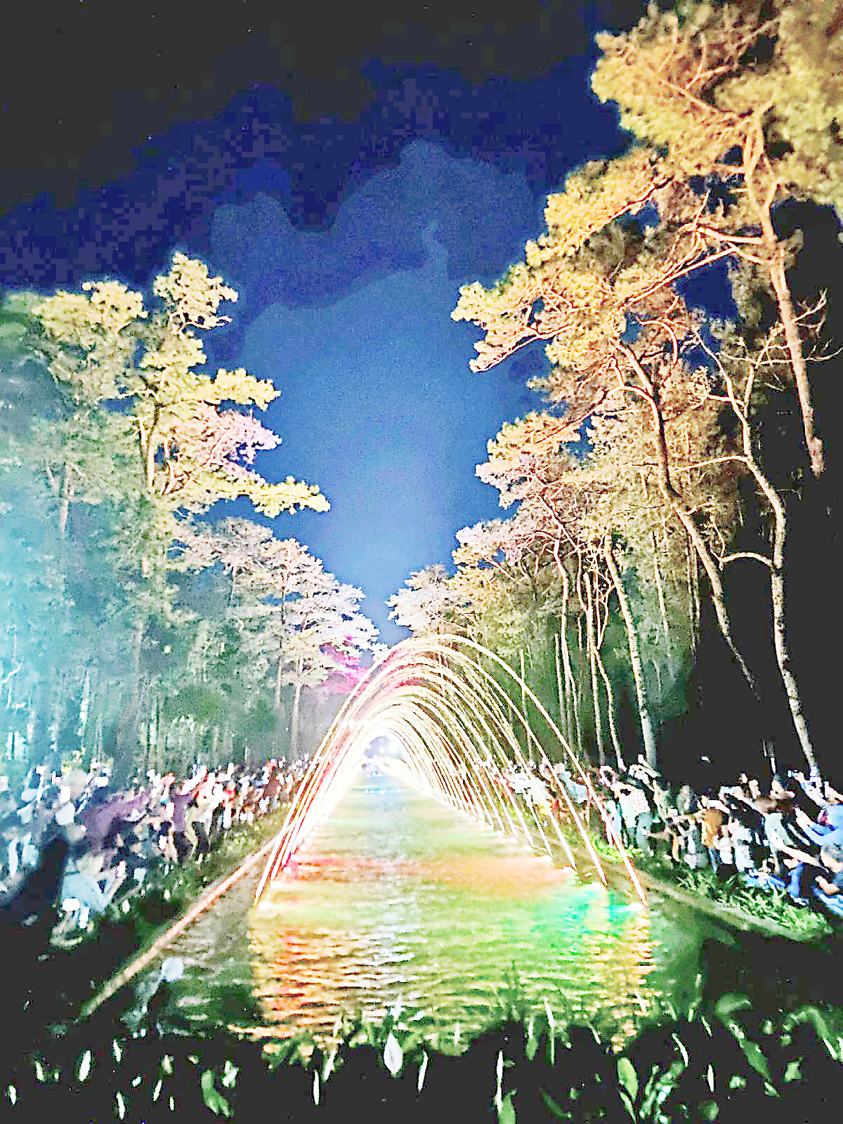 THE water in Baguio City’s Pool of Pines forms a series of arcs as multi-colored lights create a dazzling spectacle during the opening of the Water Fountain Music and Lights Show at Upper Wright Park. | PHOTOGRAPH COURTESY OF PAGCOR