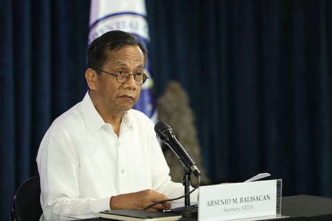NEDA Secretary Arsenio Balisacan holds a press briefing in Malacañang on Thursday, 21 September. (Photo courtesy: Presidential Communications Office)