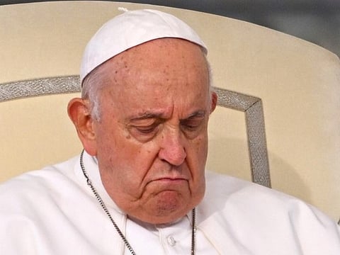 Pope Francis leads the weekly general audience at St Peter's square in The Vatican on 18 October 2023. (Photo by Alberto PIZZOLI / AFP)