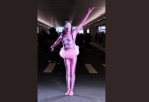 FILE PHOTO: A cosplayer poses as Spider-Barbie during New York Comic Con 2023 - Day 4 at Javits Center on 15 October 2023 in New York City. (Photo by Roy Rochlin / GETTY IMAGES NORTH AMERICA / Getty Images via AFP)