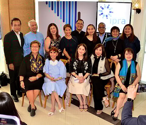 BSPDG Berna Romulo-Puyat with IPRA Philippines members present during the event. Seated (from left) JingJing Romero, Millie Dizon, Joy Buensalido and Ritzi Ronquillo. Standing are (from left): Noel Nieva, Edd Fuentes, Karen Villanueva, Malou Espina, Richard Burgos, Abigail Ho, Red Samar, Charisse Chuidian and Claire Papa.