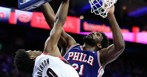 JOEL Embiid displays a dominant performance, finishing with 35 points, 15 rebounds and seven assists in leading the Philadelphia 76ers to a 126-98 win over the Portland Trail Blazers. | TIM NWACHUKWU/AGENCE FRANCE-PRESSE