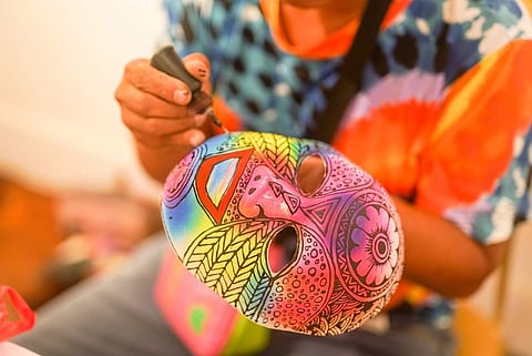 Mask-making workshop.