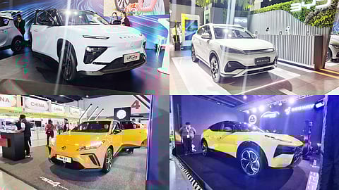 Photographs by Ian Magbanua for the daily tribune
The 2023 Philippine Electric Vehicle Summit features EV previews from some of the biggest local brands. Clockwise from left: Chery EQ7, BYD Atto 3, Lotus Eletre and MG MG4.