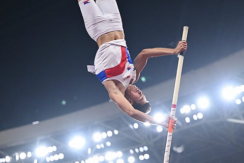 Ernest John Obiena is on his way to becoming one of the greatest Filipino track and field athletes of all time. | WILLIAM WEST/AGENCE FRANCE-PRESSE