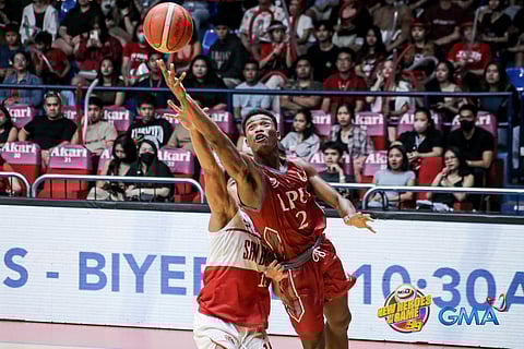 Enoch Valdez powers his way to the basket to lift Lyceum of the Philippines University past San Beda University, 67-62, in Season 99 NCAA basketball tournament yesterday at the Filoil EcoOil Centre in San Juan. | PHOTOGRAPH COURTESY OF NCAA