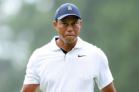 AUGUSTA, GEORGIA - APRIL 06: Tiger Woods of the United States reacts on the eighth green during the first round of the 2023 Masters Tournament at Augusta National Golf Club on April 06, 2023 in Augusta, Georgia. (Photo by Andrew Redington / GETTY IMAGES NORTH AMERICA / Getty Images via AFP)