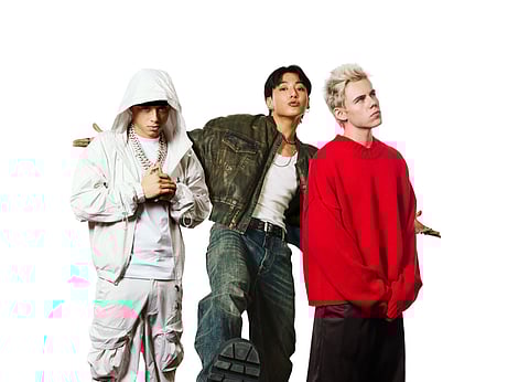 CENTRAL Cee, BTS’ Jungkook and The Kid Laroi. | PHOTOgraph courtesy of sony music entertainment