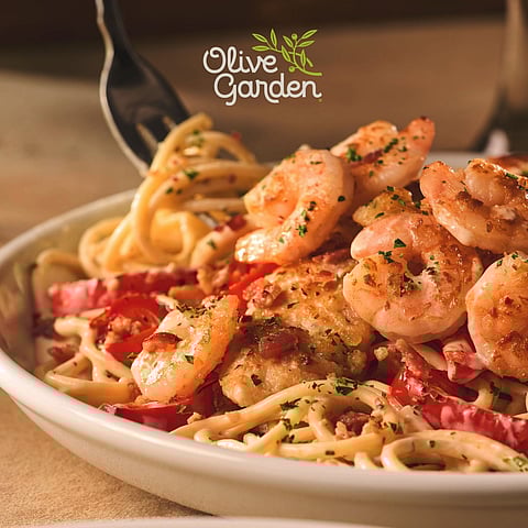 OLIVE Garden’s Chicken and Shrimp Carbonara.