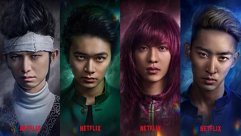 (FROM left) Kanata Hongo as Hiei, Takumi Kitamara as Yusuke, Jun Shishon as Kurama and Shuhei Uesugi as Kazuma Kuwabara.
(Photograph courtesy of Netflix)