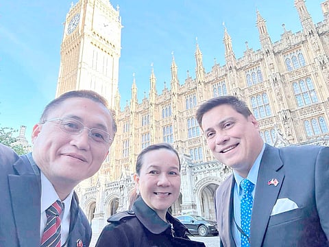 Senator Christopher ‘Bong’ Go joined Senate President Juan Miguel Zubiri and Senator Grace Poe as they represented the Philippine Senate during an official visit to the United Kingdom last 16 to 18 October. | photograph courtesy of SBG