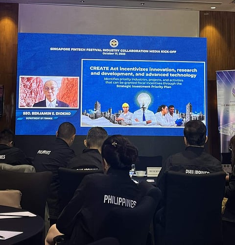PHOTOGRAPH COURTESY OF FINTECH ALLIANCE PH
FINANCE Secretary Benjamin Diokno says that the Philippines’ participation in the Singapore Fintech Festival would showcase homegrown innovations on financial technologies that power trade and commerce.
