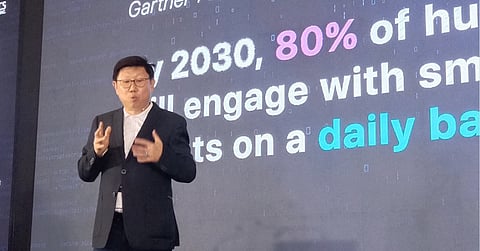 Three years after the devastation of the Covid-19 pandemic, Jimmy Go, president and CEO of VST ECS said the IT industry will have exponential growth starting next year, during the VST ECS CXO Tech Summit in Dusit Thani in Mactan, Cebu on Wednesday. (Photograph courtesy of Raffy Ayeng)