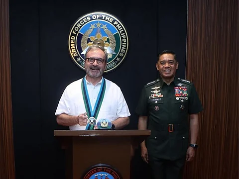 EU Ambassador to the Philippines, Luc Véron, during his meeting with Armed Forces of the Philippines chief Romeo Brawner Jr.