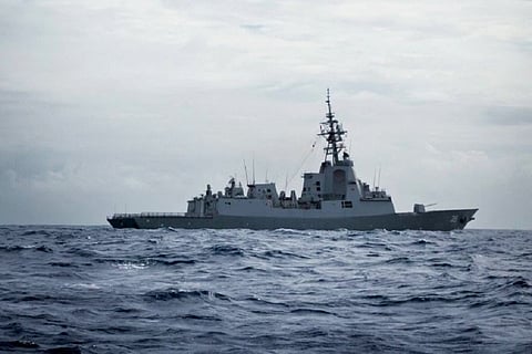FILE PHOTO: Royal Australian Navy destroyer HMAS Hobart (Photo by Jarryd CAPPER / AUSTRALIAN DEPARTMENT OF DEFENCE / AFP)