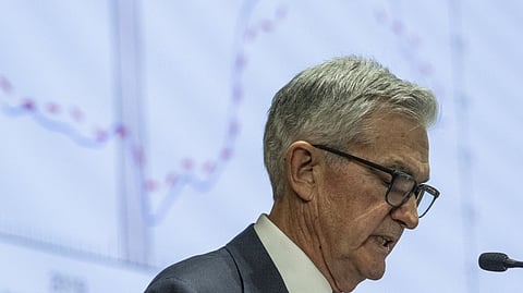 Federal Reserve Board Chairman Jerome Powell speaks during the 24th Jacques Polak Annual Research Conference on Global Interdependence at International Monetary Fund headquarters in Washington, DC, on 9 November 2023. (Photo by Jim WATSON / AFP)