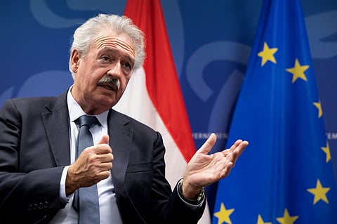 Luxembourg's Foreign Minister Jean Asselborn answers AFP journalists' questions during an interview at the European Union headquarters in Brussels on 13 November 2023. (Photo by JOHN THYS / AFP)