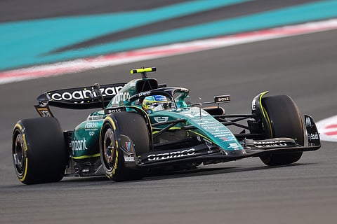 Aston Martin's Spanish driver Fernando Alonso drives during the second practice session for the Abu Dhabi Formula One Grand Prix at the Yas Marina Circuit in the Emirati city on 24 November 2023. (Photo by Giuseppe CACACE / AFP)