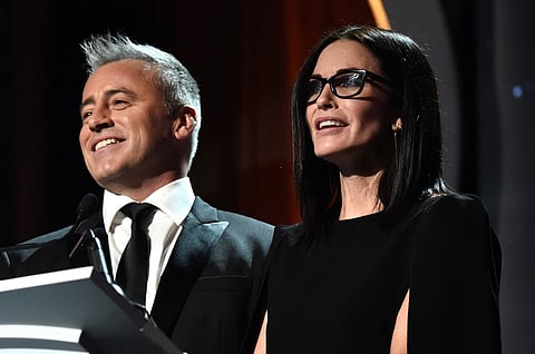 FILE PHOTO: Actors Matt LeBlanc (L) and Courteney Cox present onstage during the 2016 Writers Guild Awards at the Hyatt Regency Century Plaza in Los Angeles, California. (Photo by Alberto E. Rodriguez / GETTY IMAGES NORTH AMERICA / Getty Images via AFP)
