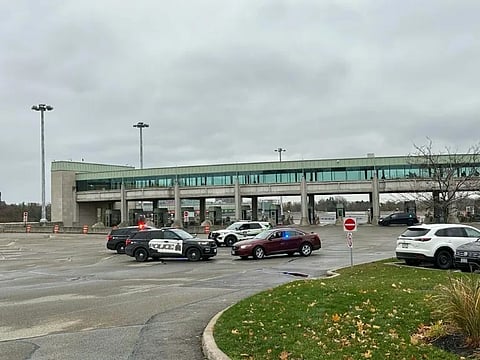 Witnesses described seeing a car traveling at high speed before it crashed into a checkpoint barrier and exploded into flames. (Photo: AFP)