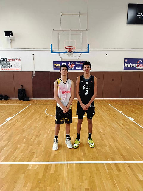 Photograph COURTESY OF JOSH PLES
JOSH Ples (left) is glad to be given the chance to face Victor Wembanyama’s younger brother, Oscar, in a tournament in France.