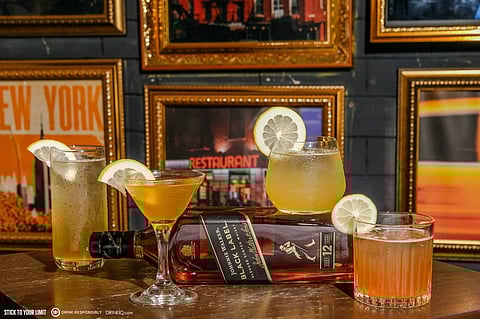 BROOKLYN Social bespoke cocktails made with Johnnie Walker Black Label. From left, Pineapple Aperitif, Cherry Bomb, Lemon Hi-ball and Johnnie Tropical Punch.
(Photograph Courtesy of JOHNNY WALKER)