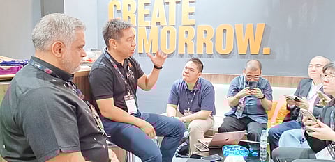 Photographs by JOHN HENRY DODSON for the daily tribune
UNIONDIGITAL Bank CEO Henry Aguda (second from left) and Mike Singh (leftmost) explain how they intend to usher in banking inclusivity through Fintech or financial technology, specifically through artificial intelligence.