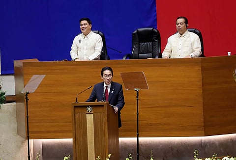 Stronger than ever At a special joint session presided by the Senate President Juan Miguel Zubiri and House Speaker Martin Romualdez in the House of Representatives, Japanese Prime Minister Fumio Kishida reaffirmed the strengthened ties between Japan and the Philippines ‘at all levels.’ | PHOTOGRAPH BY ANALY LABOR FOR THE DAILY TRIBUNE @tribunephl_ana