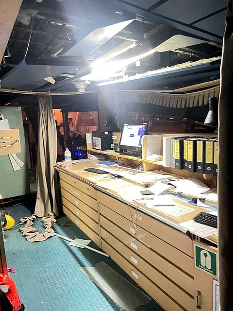 Unleashing chaos Images of a harrowing encounter at sea show a Liberian-flagged civilian vessel that bears the brunt of a Russian missile attack while entering a port in the Black Sea region of Odesa in Ukraine, injuring three Filipino crew members and killing a Ukrainian worker. Since a UN-brokered deal guaranteeing safe passage for civilian ships collapsed in July, both Kyiv and Moscow have ramped up military activity and attacks in the Black Sea.( UKRAINIAN GROUND FORCES/AGENCE FRANCE-PRESSE)