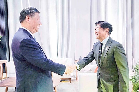 (FILES) Face-to-face President Ferdinand Marcos Jr. meets with Chinese President Xi Jinping on the sidelines of the 2023 APEC Summit to discuss ‘concerns regarding the collisions in the South China Sea’ and ‘devise measures to prevent such incidents, aiming to reduce escalating tensions.'  