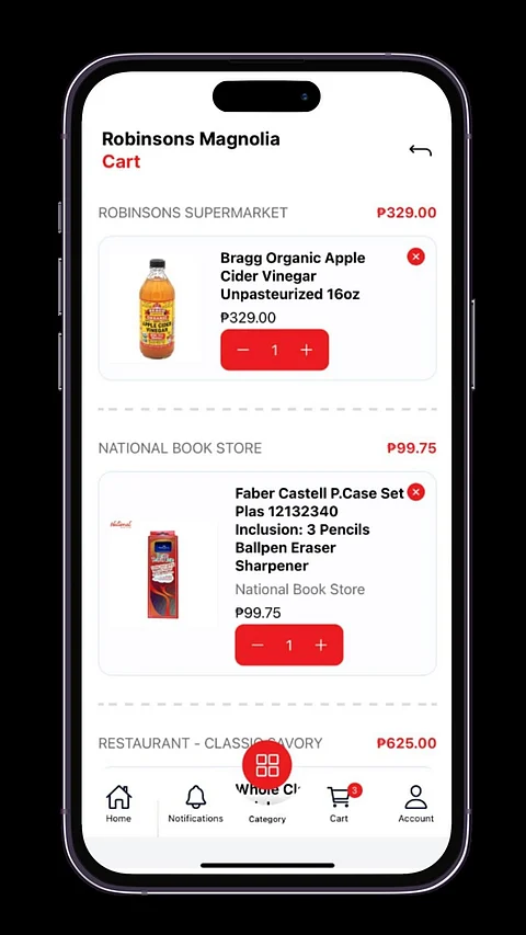 Now you can shop the entire mall online. Order groceries, food, drinks, essentials, and more from multiple stores, and pay just one delivery fee. | photograph courtesy of Robinsons Mall