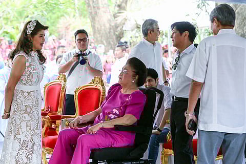 (FILE PHOTO) President Ferdinand Marcos Jr. and family attend mass for former President Ferdinand E. Marcos Sr. at the Libingan Ng Mga Bayani in Taguig City on All Saints Day, 1 Nov. Also present are former First Lady Imelda R. Marcos, Senator Imee Marcos, Irene Marcos-Araneta, First Lady Liza Araneta-Marcos, presidential sons Simon and Vincent.
