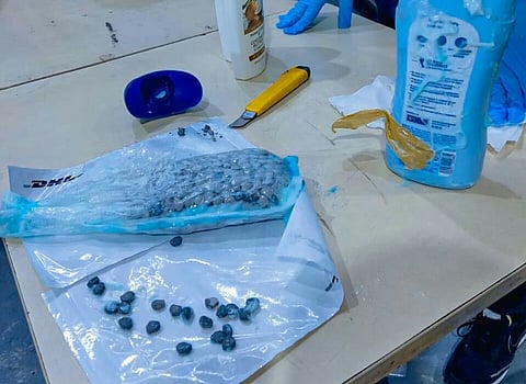 Port of NAIA Intercepted more than P1.6 million worth of Party Drugs at DHL Express Gateway Warehouse from a incoming cargo express declared as vitamins, supplements, baby wash and body wash. (Photo from BOC-NAIA)