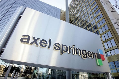 View of German newspaper publisher Axel Springer's Berlin headquarters. Photo by JOHN MACDOUGALL / AFP