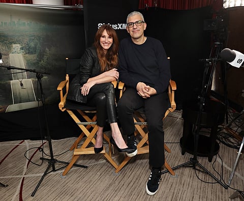 NEW YORK, NEW YORK - DECEMBER 03: Julia Roberts and Sam Esmail appear on SiriusXM's The Jess Cagle Show at Mandarin Oriental Hotel on 3 December 2023 in New York City. (Photo by Cindy Ord/Getty Images for SiriusXM)