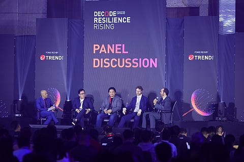 Constant threat (From left) Host Paolo Abrera; Philip Casanova of SyCip Gorres Velayo and Co.; Jay Yaneza, director of managed detection and response, Trend Micro; Robert McArdle, Trend Micro’s director of cybercrime research; Ivo De Carvalho Peixinho, head of the Cybercrime Intelligence Unit of the Interpol Cybercrime Directorate, discuss how cybercriminals are using technology to victimize people and be one step ahead of regulators and law enforcement agencies. | W. COMMONS