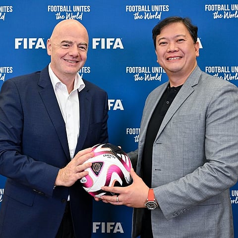 PHOTOGRAPH COURTESY OF Gianni Infantino
FIFA president Gianni Infantino vows to help newly-elected PFF president John Gutierrez following their recent meeting in Saudi Arabia.