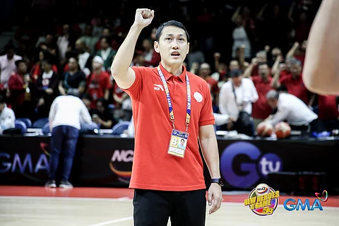 Photograph COURTESY OF NCAA
San Beda head coach Yuri Escueta enjoys the full support of Norman Black and Boyet Fernandez.