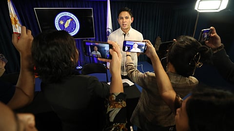 Department of Justice (DOJ) Assistant Secretary and Spokesperson Jose Dominic "Mico" Clavano IV answers questions from the media after conducting a press briefing with the Malacañang Press Corps (MPC) on 1 December 2023. (Photo courtesy of Presidential Communications Office)