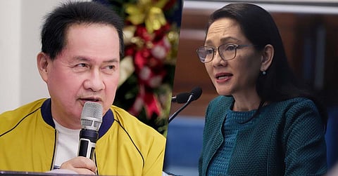 (L) Kingdom of Jesus Christ founder and leader Pastor Apollo Quiboloy, (R) Senator Risa Hontiveros