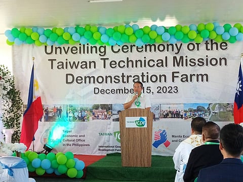 The Taipei Economicand Cultural Office, led by Representative to the Philippines Wallace Minn-Gan Chow, unveiled the Taiwan Technical Mission Demonstration Farm in Tarlac on Thursday to showcase modern farming methods that Filipino farmers could adopt. | Photograph courtesy of Teco