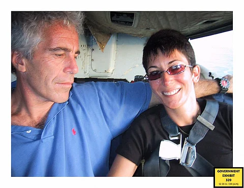 FILE PHOTO: This undated trial evidence image obtained 8 December 2021, from the US District Court for the Southern District of New York shows British socialite Ghislaine Maxwell and US financier Jeffrey Epstein. A New York judge began to unseal on 3 January, the identities of people linked in court documents to Jeffrey Epstein, the US financier who killed himself in 2019 as he awaited trial for sex crimes. (Photo by Handout / US District Court for the Southern District of New York / AFP)