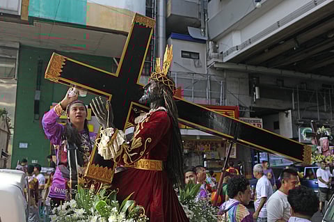 Devotees of the Black Nazarene flock to Quiapo Church in preparation for the feast on 9 January 2024.