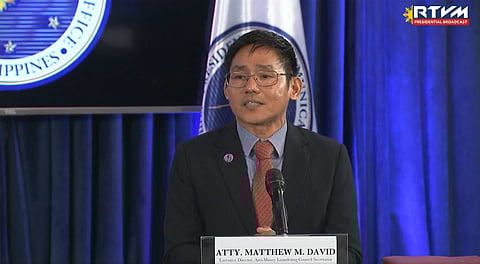 Anti-Money Laundering Concil Executive Director Matthew David. | Photo courtesy of Presidential Communications Office.