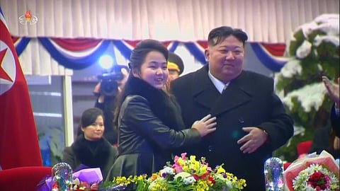 Framegrab from AFP. North Korea's Kim attends New Year rally in Pyongyang
Images released by North Korea's official KCTV show leader Kim Jong Un attending a massive New Year rally at the Rungrado 1st of May Stadium in Pyongyang, together with his daughter Ju Ae and his wife. They watched fireworks and performances and greeted tens of thousands of people at the huge arena.