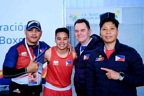 NESTHY Petecio (center) and the rest of the national boxing team will open a training camp in Spain for the 2024 Boxing 1st World Qualification Tournament in Busto Arsizio, Italy. | PHOTOGRAPH COURTESY OF Nesthy Petecio/FB