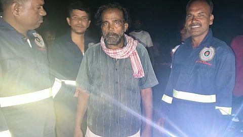 Firefighters rescued the 55-year-old man who was trapped in the abandoned goldmine.