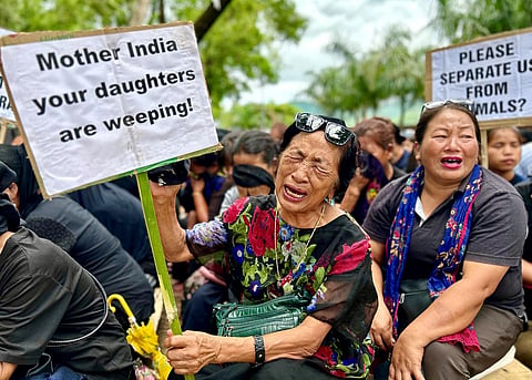 Naga women protesting